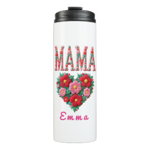 Persoonlijke Mama Hart Bloemstuk Aangepast Cadeau Thermosbeker