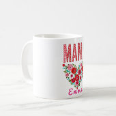 Persoonlijke Mama Hart Bloemstuk Aangepaste Cadeau Koffiemok (Voorkant links)
