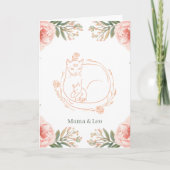 Persoonlijke Mama Kat & Kitten Bloemstuk Moederdag Kaart (Voorkant)