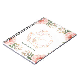 Persoonlijke Mama Kat & Kitten Bloemstuk Moederdag Notitieboek