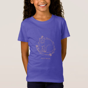 Persoonlijke mama kat & kitten lijntekening t-shirt