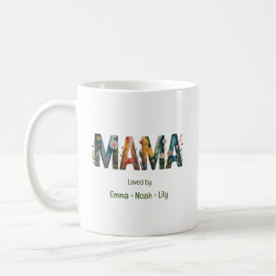 Persoonlijke Mama Kinderen Namen Bloem Lettertype Koffiemok