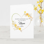 Persoonlijke Mama Naam Moederdag Bloemhart Kaart (Gele Bloem)