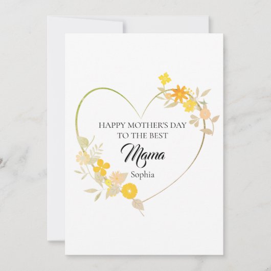 Persoonlijke Mama Naam Moederdag Bloemhart Kaart (Voorkant)
