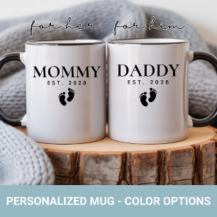 Persoonlijke "Mama & Papa" mok set cadeau voor nie