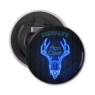 Persoonlijke Man Cave Neon Deer Antlers Cool Button Flesopener