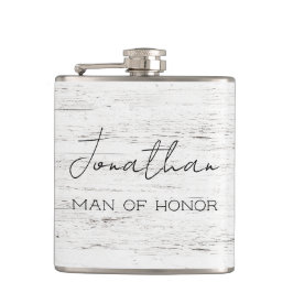 Persoonlijke 'Man of Honor' met witgeschilderd hou Heupfles