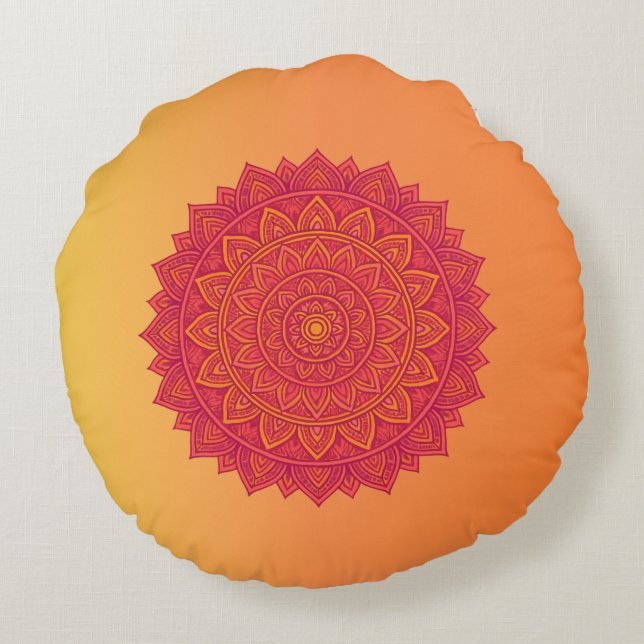 Persoonlijke Mandala Worp Kussen – Zachte Kleur Or (Achterkant)
