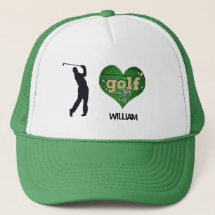 Persoonlijke Mannelijke Silhouette GOLF Trucker Pet
