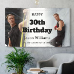 Persoonlijke Mannen Foto Collage 30th Birthday Par Spandoek<br><div class="desc">Moderne banner van het 30ste verjaardagsfeest voor mannen. Aangepast met een moderne fotocollage van stijl 2. Gebruik dit welkomstteken binnen of buiten. Om de fotoplaatsing te veranderen: klik op de knoop om het ontwerp aan te passen,  klik op "gewas",  en beweeg het afbeelding.</div>