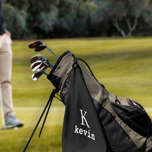 Persoonlijke mannenmonogramnaam zwart en wit golfhanddoek