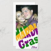 Persoonlijke Mardi Gras 20xx-feestfoto kaart (Voorkant / Achterkant)