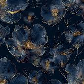 Persoonlijke marine servetten chic gouden bloem ca