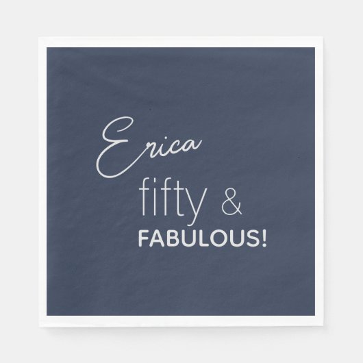 Persoonlijke marine & zilver, vijftig- en tweezijd servet (Voorkant)