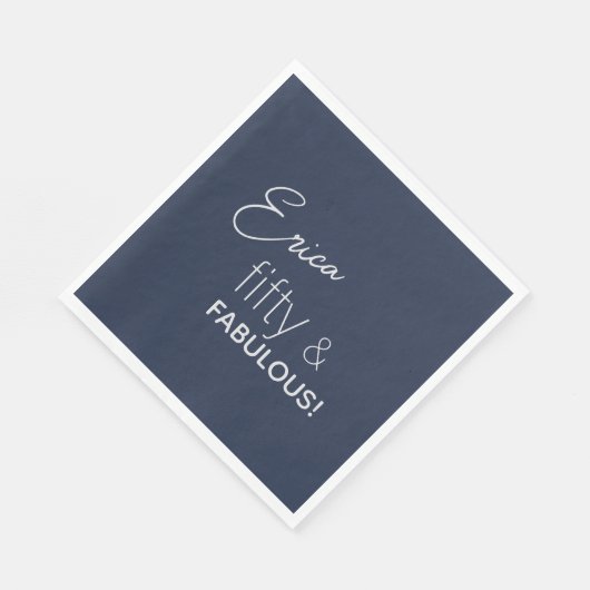 Persoonlijke marine & zilver, vijftig- en tweezijd servet (Hoek)