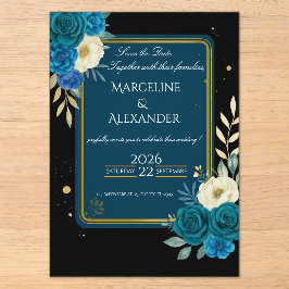 Persoonlijke marineblauwe & blos bloemen uitnodigi acryl uitnodigingen