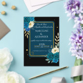 Persoonlijke marineblauwe & blos bloemen uitnodigi acryl uitnodigingen (Insitu (Huwelijk))