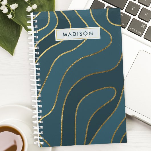 Persoonlijke marineblauwe en gouden abstracte planner