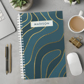 Persoonlijke marineblauwe en gouden abstracte planner