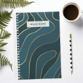 Persoonlijke marineblauwe en gouden abstracte planner