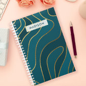 Persoonlijke marineblauwe en gouden abstracte planner
