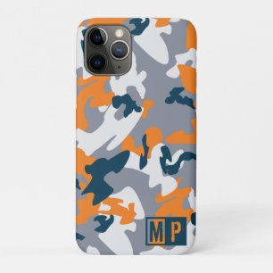 Persoonlijke marineblauwe, grijze en oranje camouf Case-Mate iPhone case