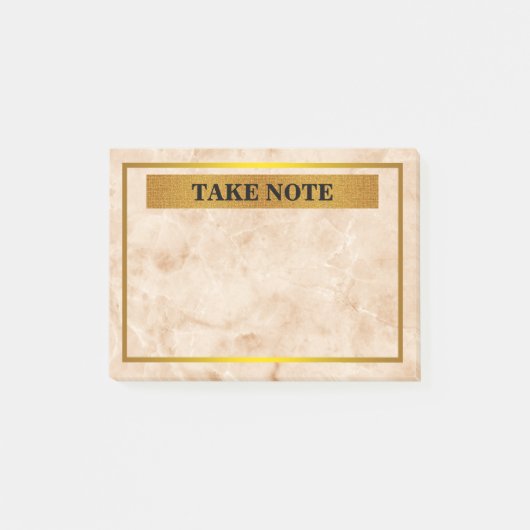 Persoonlijke marmer Neem nota met gouden grens Post-it® Notes (Voorkant)