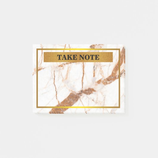 Persoonlijke marmer Neem nota met gouden grens Post-it® Notes (Voorkant)