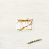 Persoonlijke marmer Neem nota met gouden grens Post-it® Notes (Op bureau)