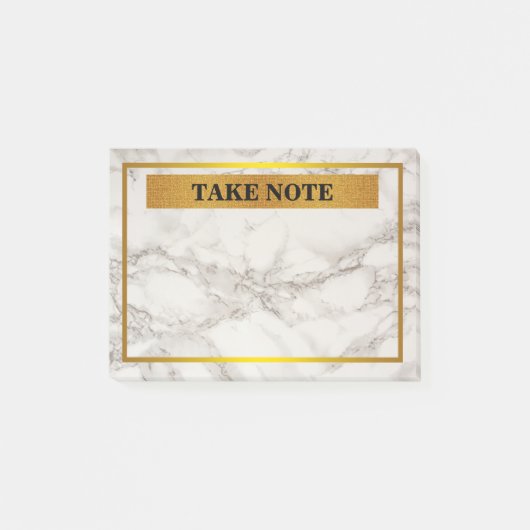 Persoonlijke marmer Neem nota met gouden grens Post-it® Notes (Voorkant)