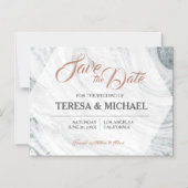 Persoonlijke marmer Wedding Save the Date, hexagon Magnetische Uitnodiging (Voorkant)
