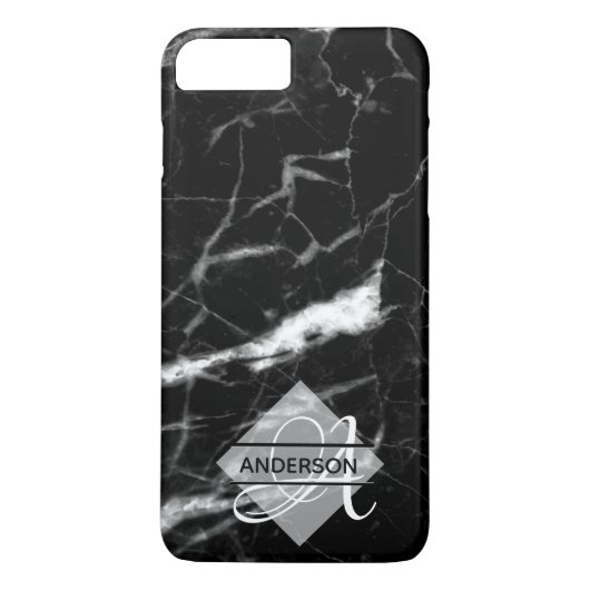 Persoonlijke marmeren telefoonhoes met monogram Zw Case-Mate iPhone Case (Achterkant)