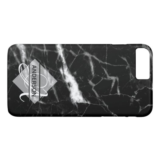 Persoonlijke marmeren telefoonhoes met monogram Zw Case-Mate iPhone Case (Achterkant (Horizontaal))