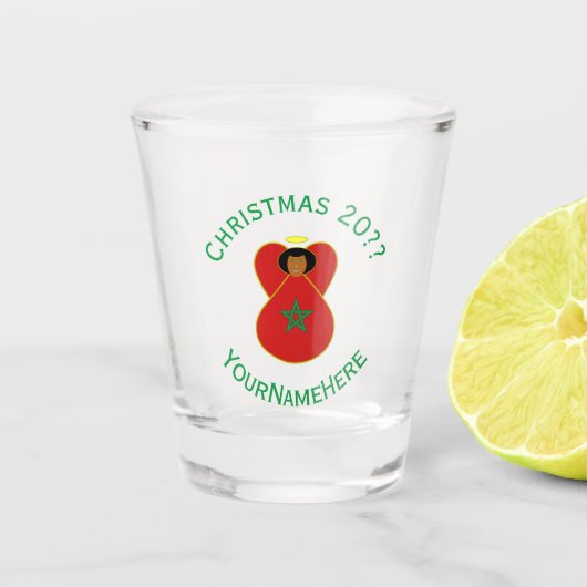 Persoonlijke Marokkaanse engel kerst vlag Shot Glas (Voorkant)
