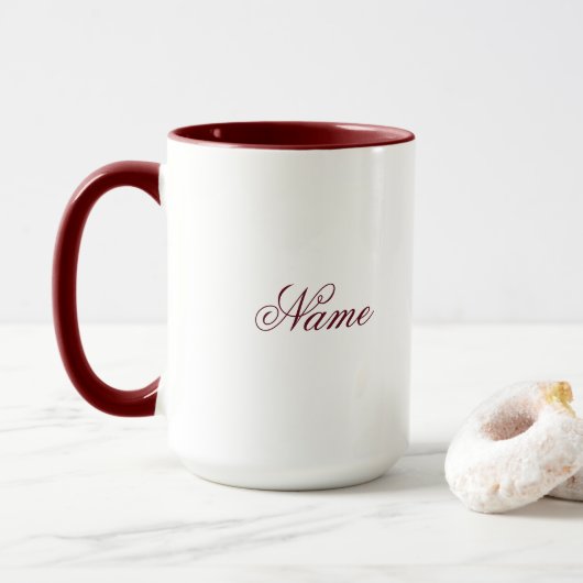 Persoonlijke Maroon Combo Mok Met Aangepaste Naam (Met donut)