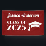 Persoonlijke Maroon en Witte Afstudeer  Spandoek<br><div class="desc">Aangepaste Maroon en Witte Afstudeer onderzetter.</div>