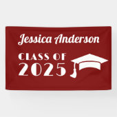 Persoonlijke Maroon en Witte Afstudeer  Spandoek (Horizontaal)