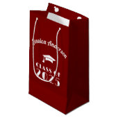 Persoonlijke Maroon en Witte Afstuderen Klein Cadeauzakje (Voorkant Gekanteld)