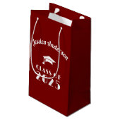 Persoonlijke Maroon en Witte Afstuderen Klein Cadeauzakje (Achterkant Gekanteld)