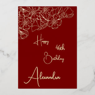 Persoonlijke Maroon & Gold Genoemd & Aged Verjaard Folie Uitnodiging