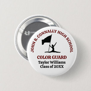 Persoonlijke Maroon High School Color Guard Ronde Button 5,7 Cm