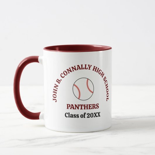 Persoonlijke Maroon Middelbare School Honkbalspele Mok (Links)