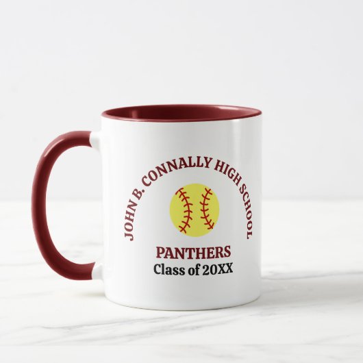 Persoonlijke Maroon Middelbare School Softbalspele Mok (Links)