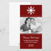 Persoonlijke maroon Snowflake Holiday-fotokaarten Feestdagenkaart (Voorkant / Achterkant)