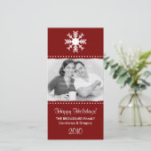 Persoonlijke maroon Snowflake Holiday-fotokaarten Feestdagenkaart (Staand voorkant)