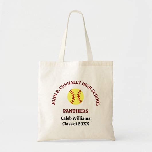 Persoonlijke Maroon Softbalteam Middelbare School Tote Bag (Voorkant)