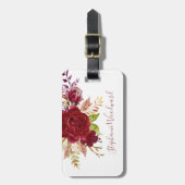 Persoonlijke Marsala Boeket Bloemenscript Bagagelabel (Voorkant verticaal)