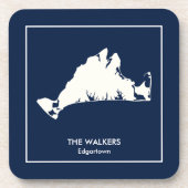 Persoonlijke Martha's wijntuin Silhouette Bier Onderzetter (Voorkant)