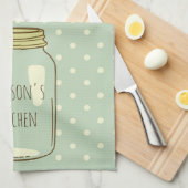 Persoonlijke Mason Jar Kitchen Towel Polka Dots Theedoek (Quarter Fold)