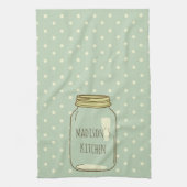 Persoonlijke Mason Jar Kitchen Towel Polka Dots Theedoek (Verticaal)